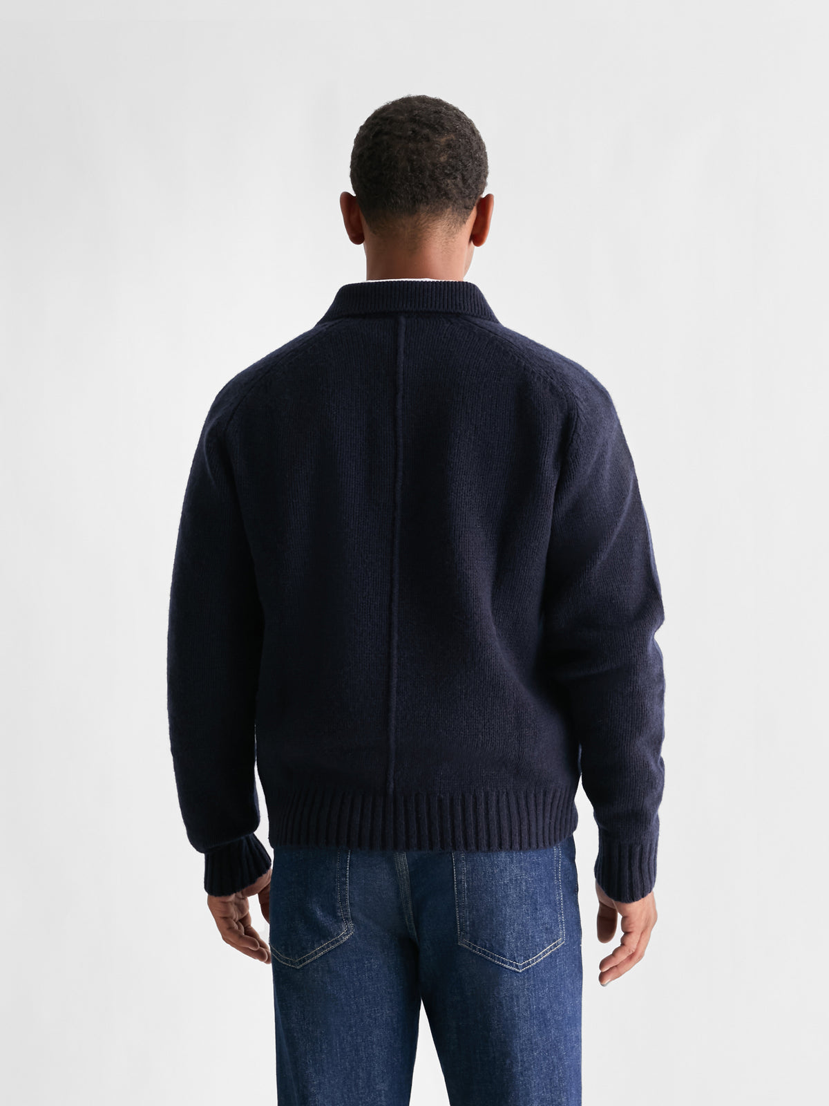 The 24 Shaggy Knit Polo, Navy, back