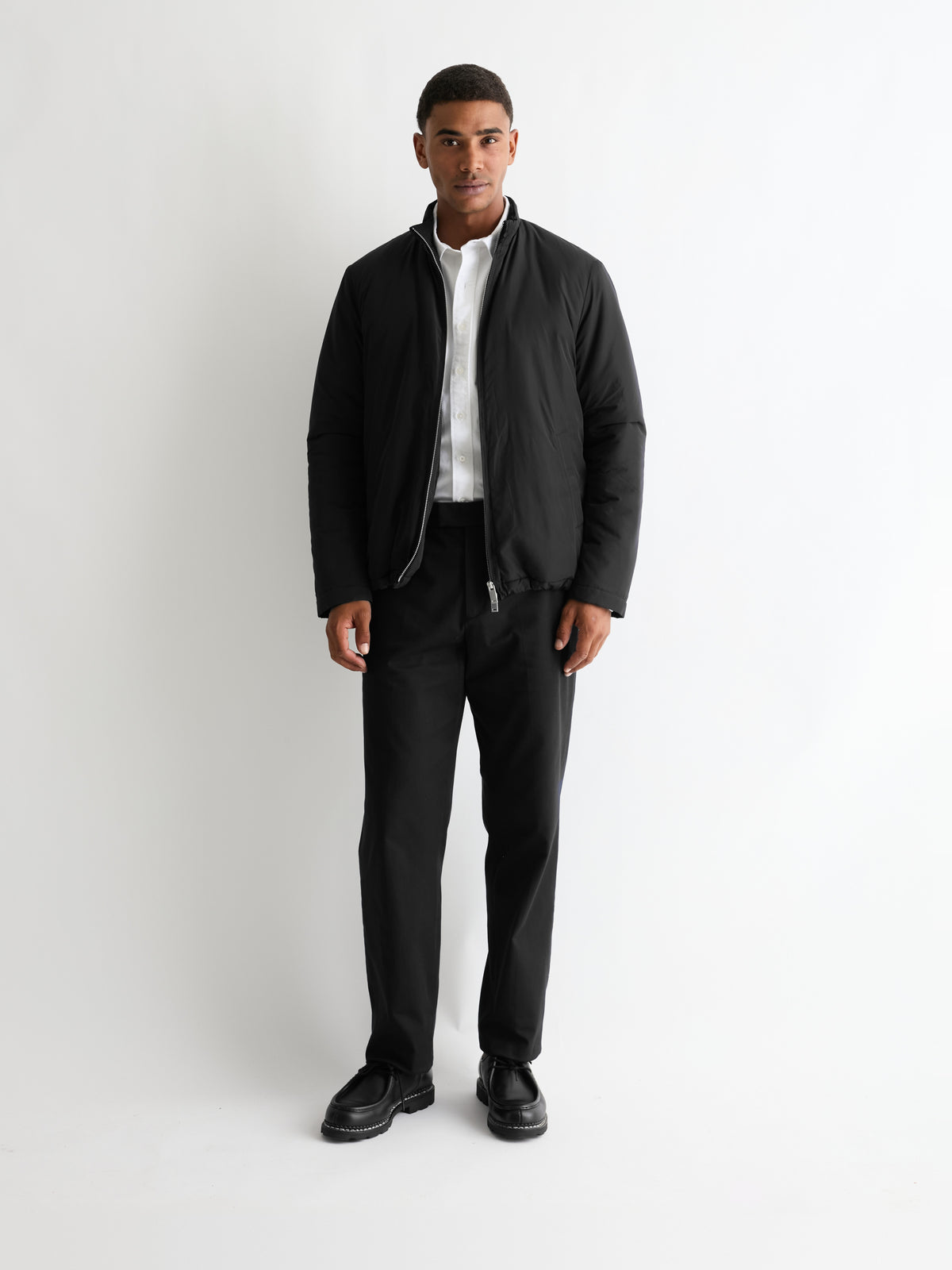 The 360° Thermal Jacket Funnel Neck, Black, front, full length