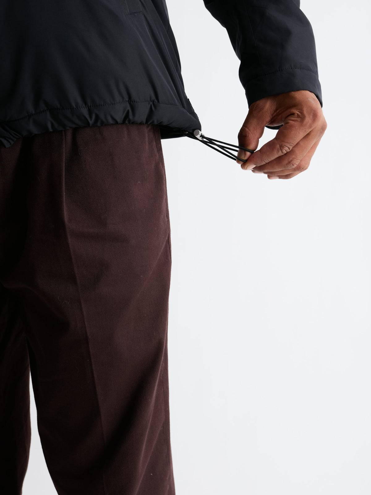 The 360° Thermal Jacket Funnel Neck, Navy, drawcord hem detail