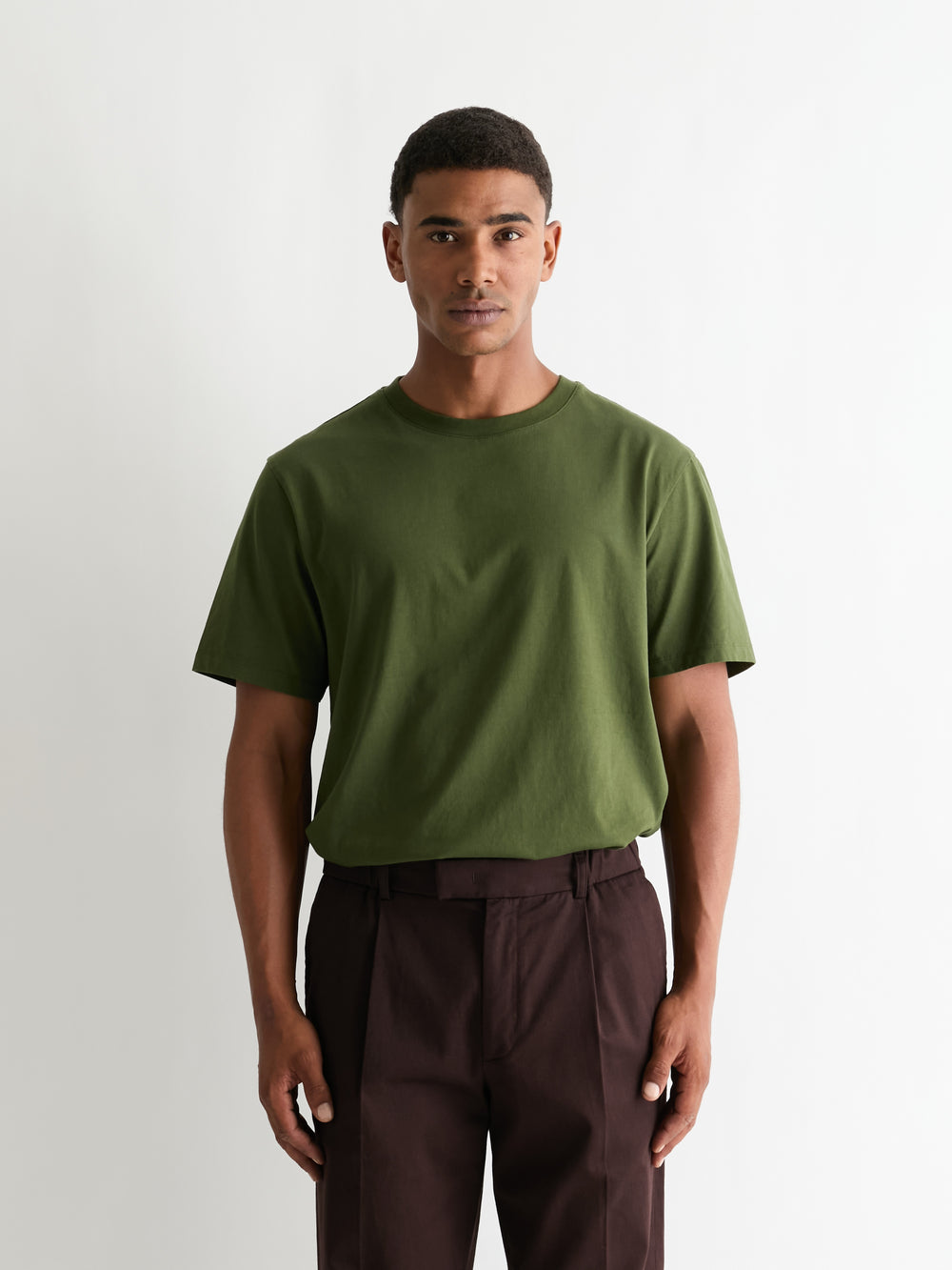 The Heavyweight Tee in Dark Olive, front