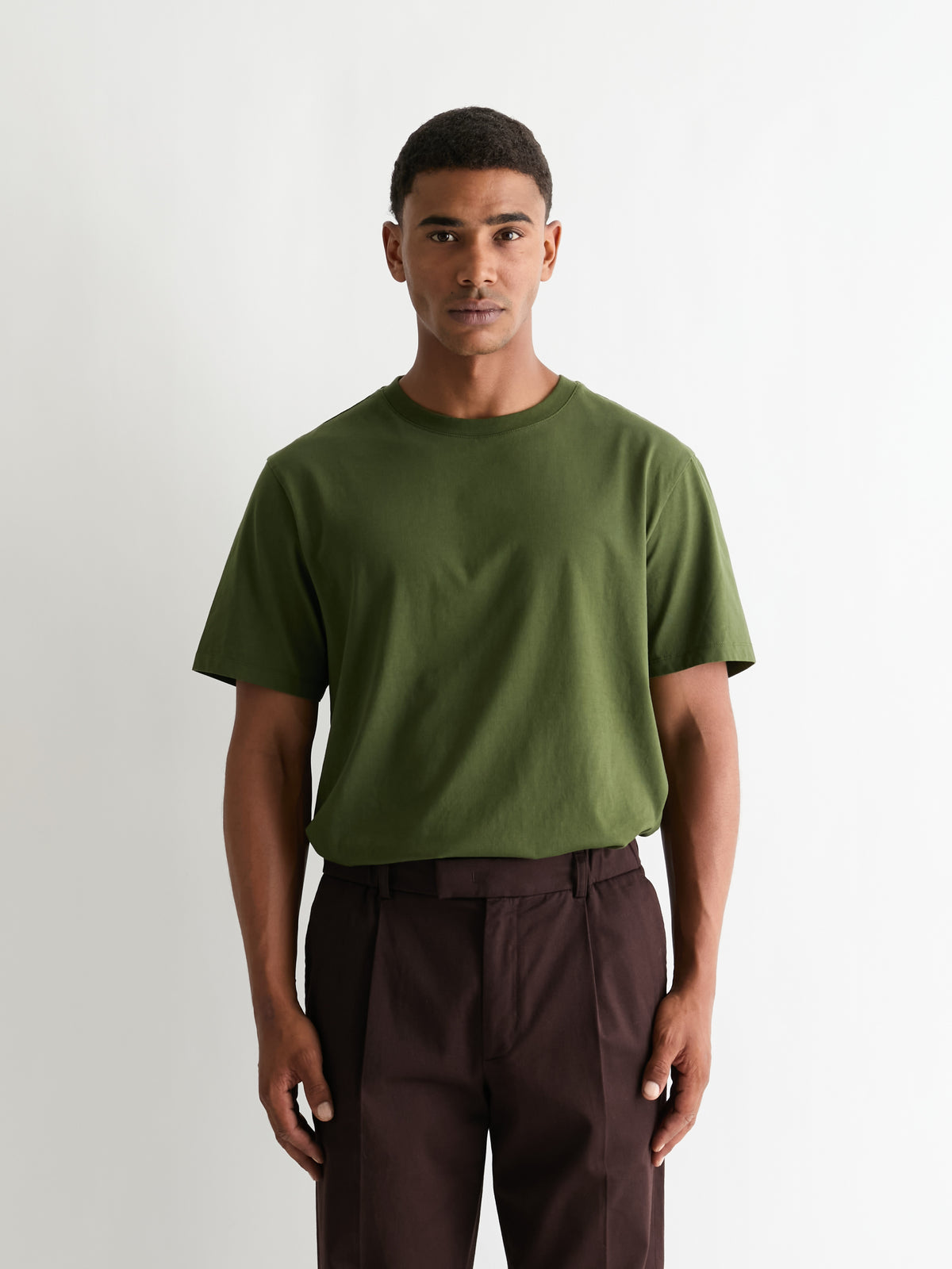 The Heavyweight Tee in Dark Olive, front