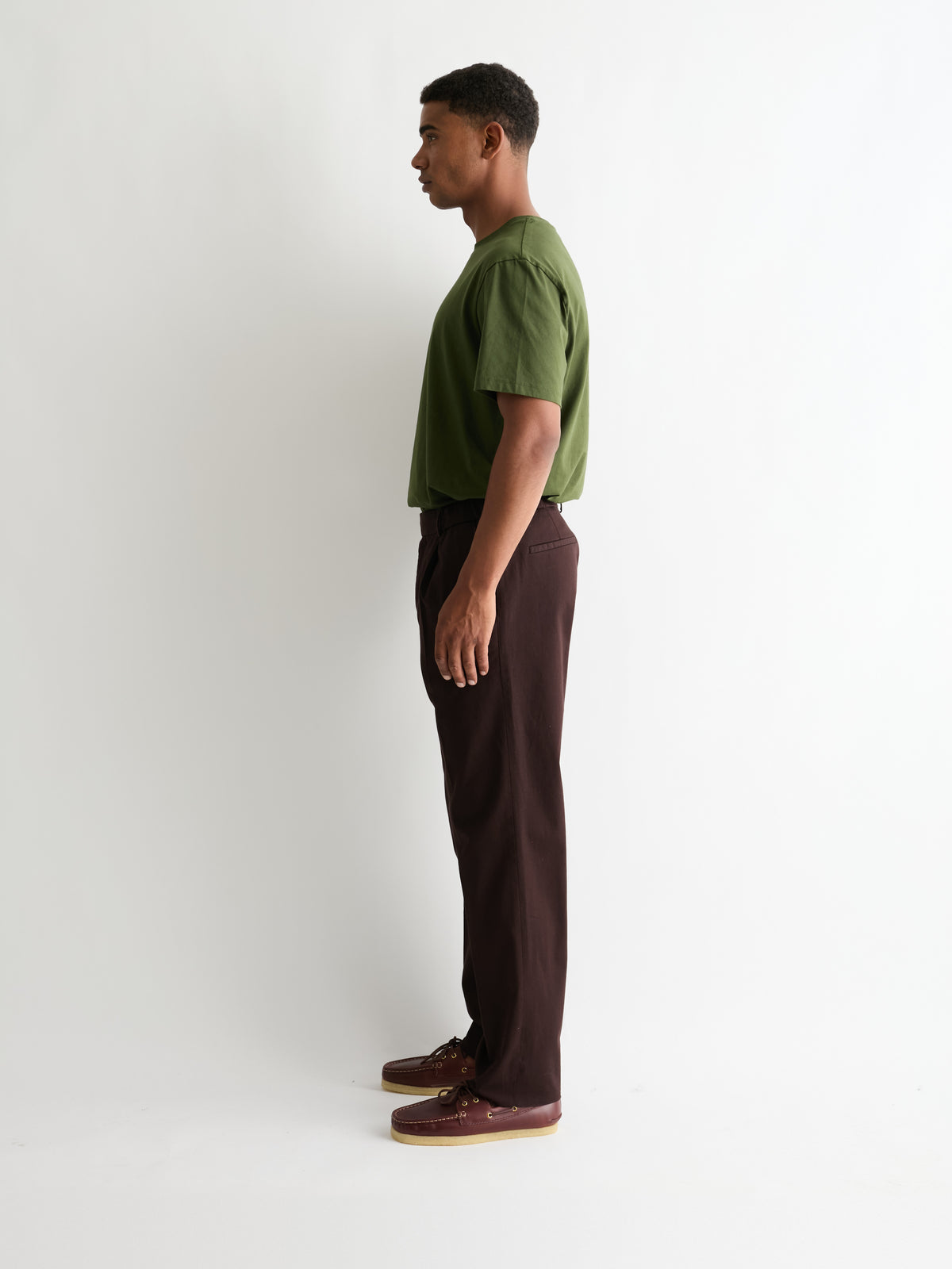 The Heavyweight Tee in Dark Olive, profile