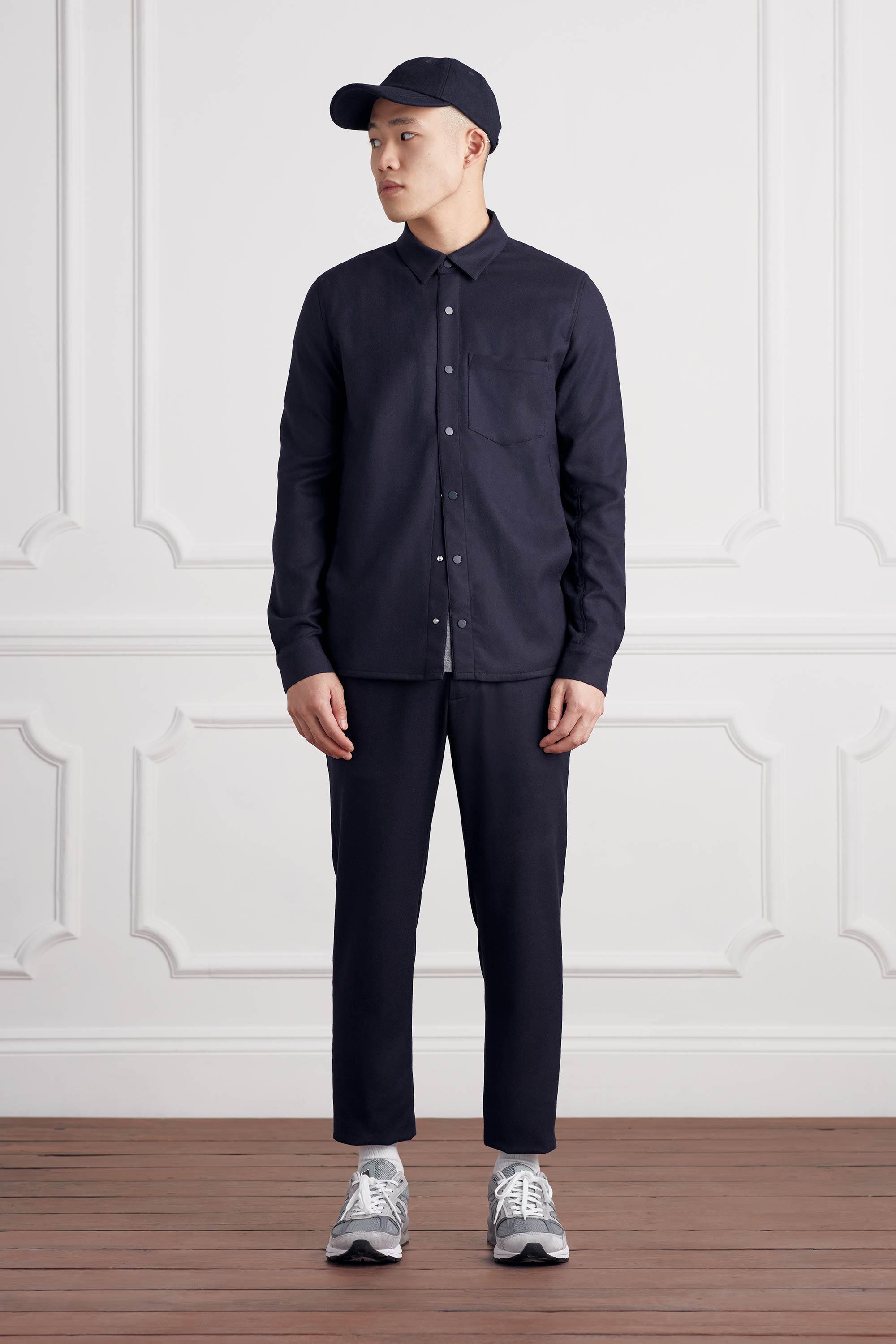 The 24 Overshirt Wool || Navy | Stretch Cotton