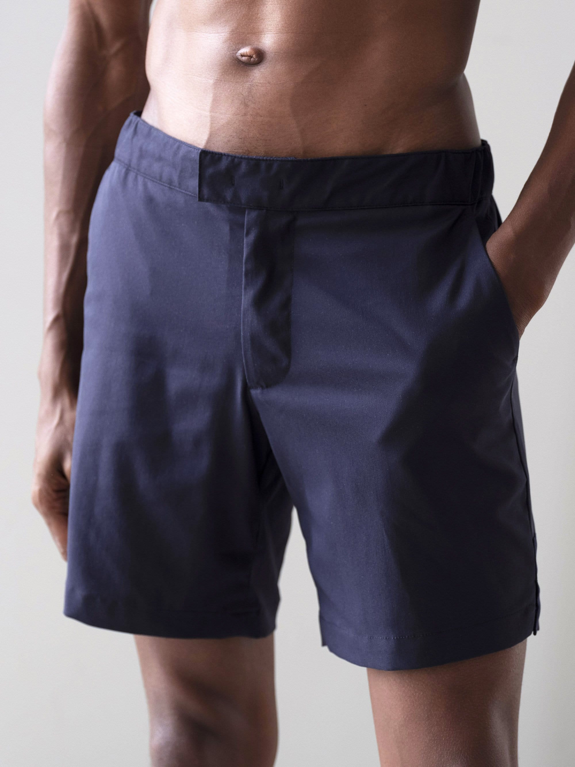 The Anywear Swim Short || Navy | Recycled nylon with netting