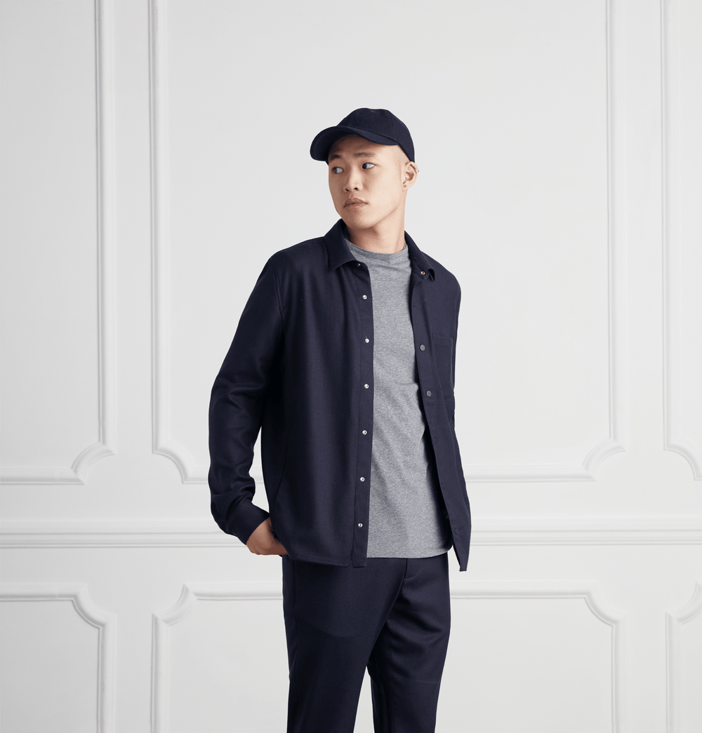 The 24 Overshirt Wool || Navy | Stretch Cotton