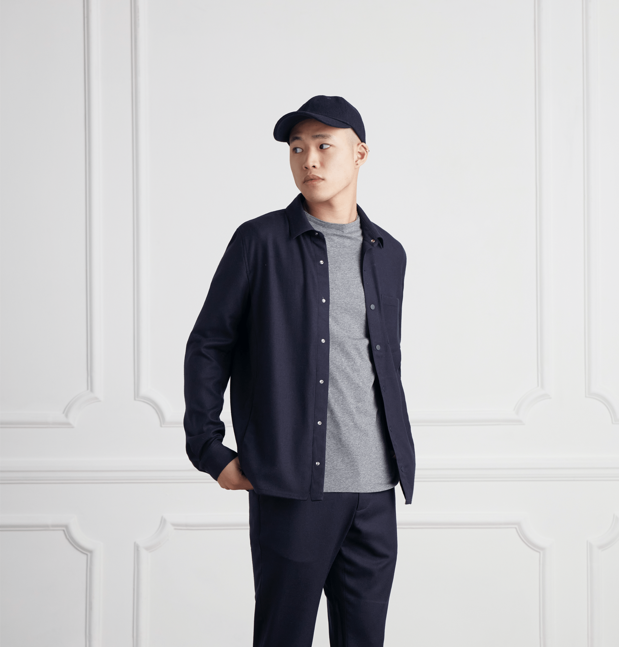 The 24 Overshirt Wool || Navy | Stretch Cotton