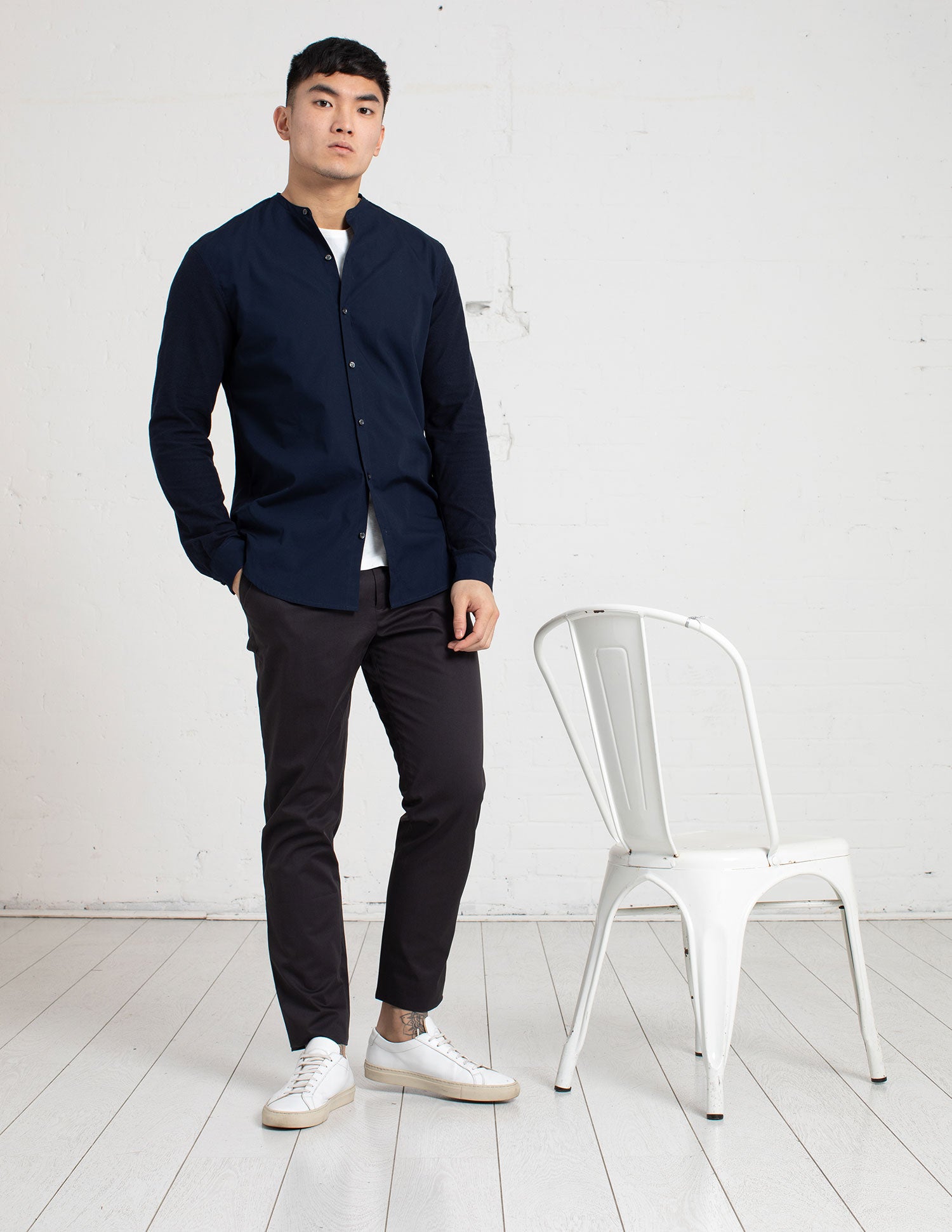 The Evening Shirt || Navy | Collarless