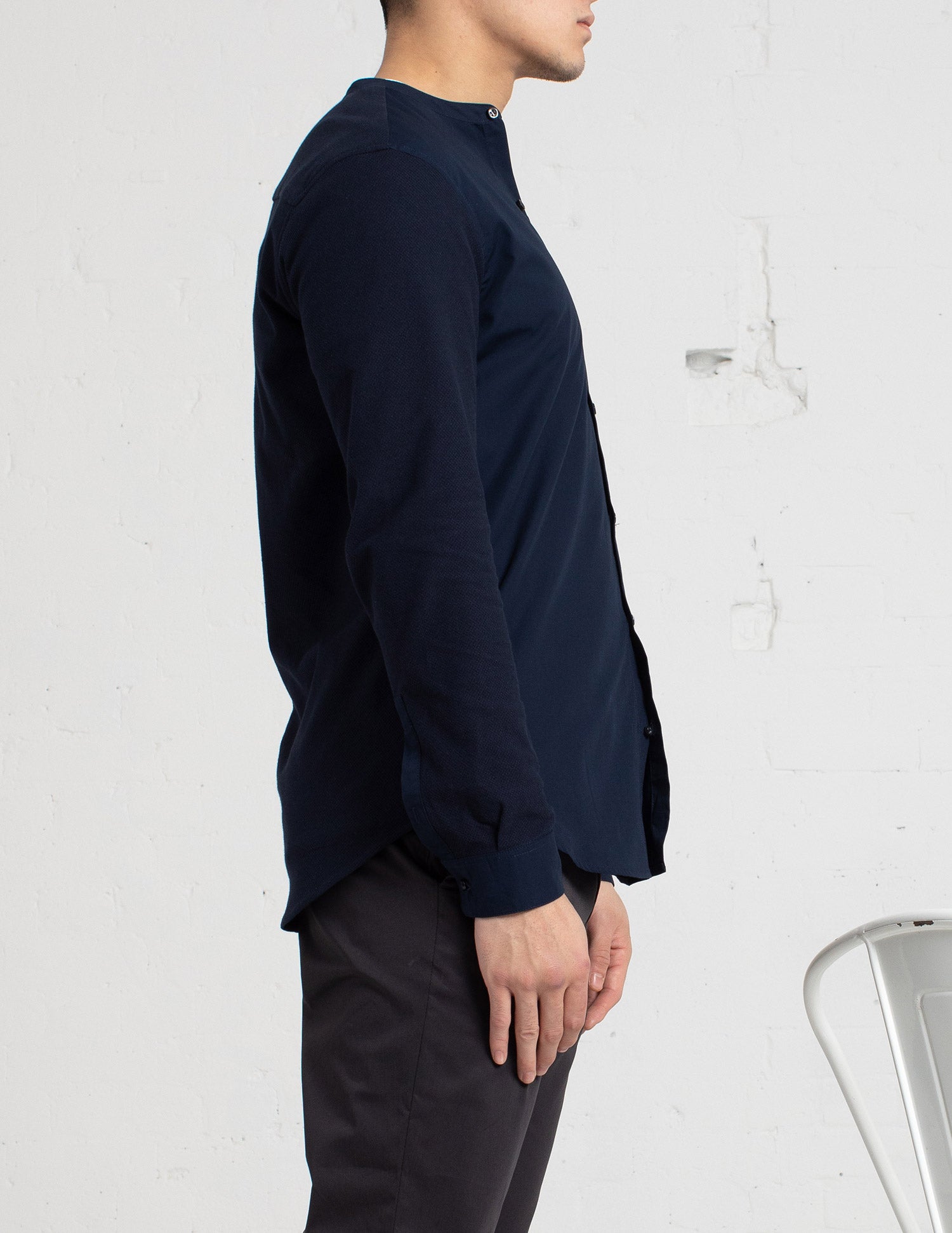 The Evening Shirt || Navy | Collarless