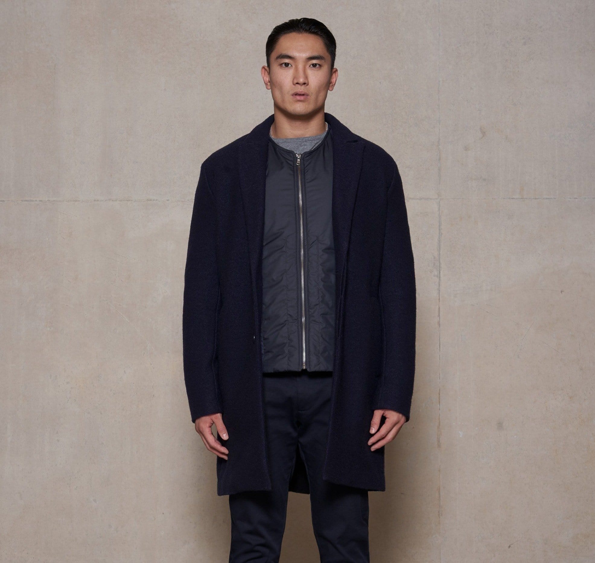 CONCEPT Wool Coat || Navy | Boiled Wool Jersey