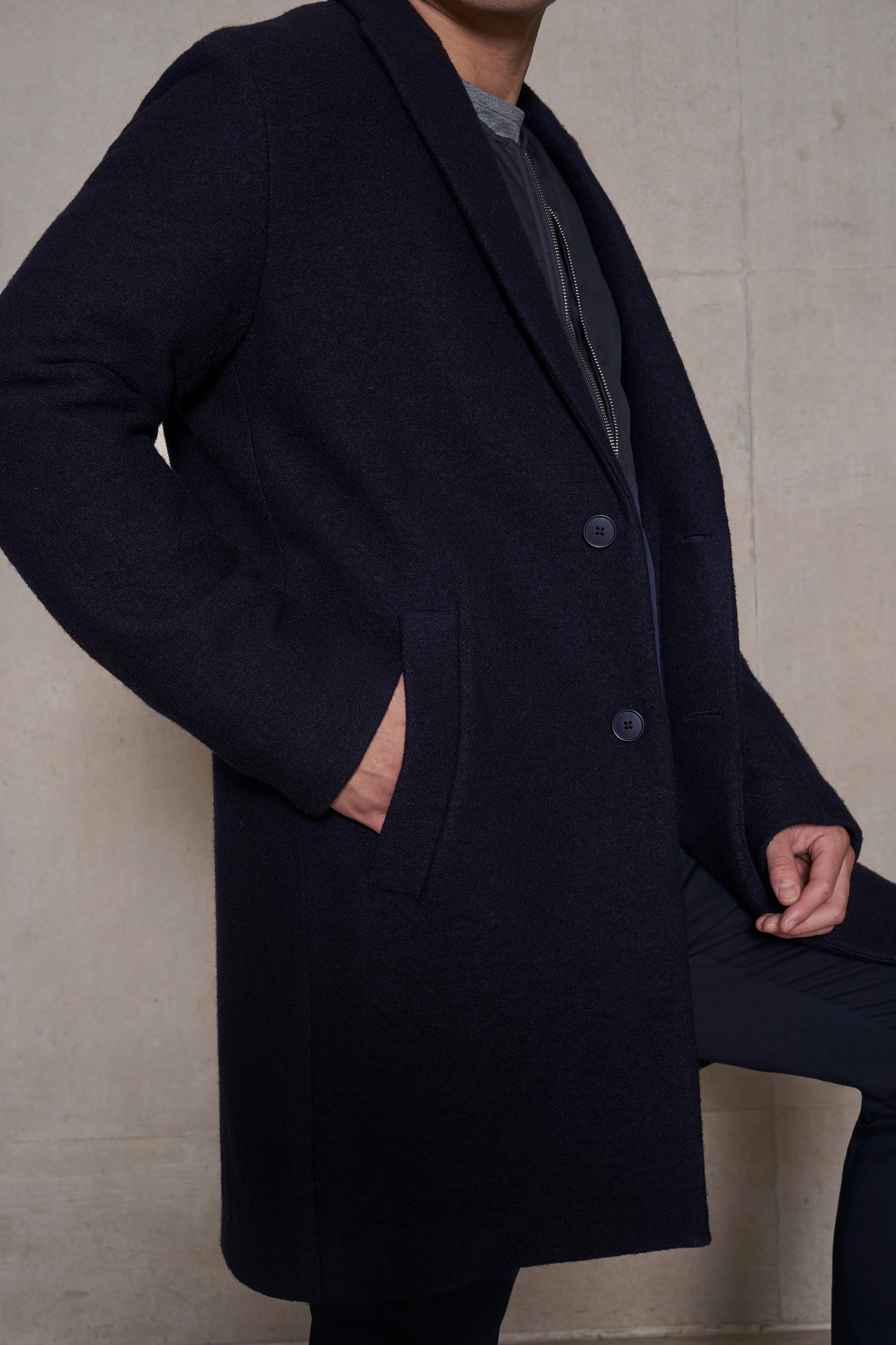 CONCEPT Wool Coat || Navy | Boiled Wool Jersey