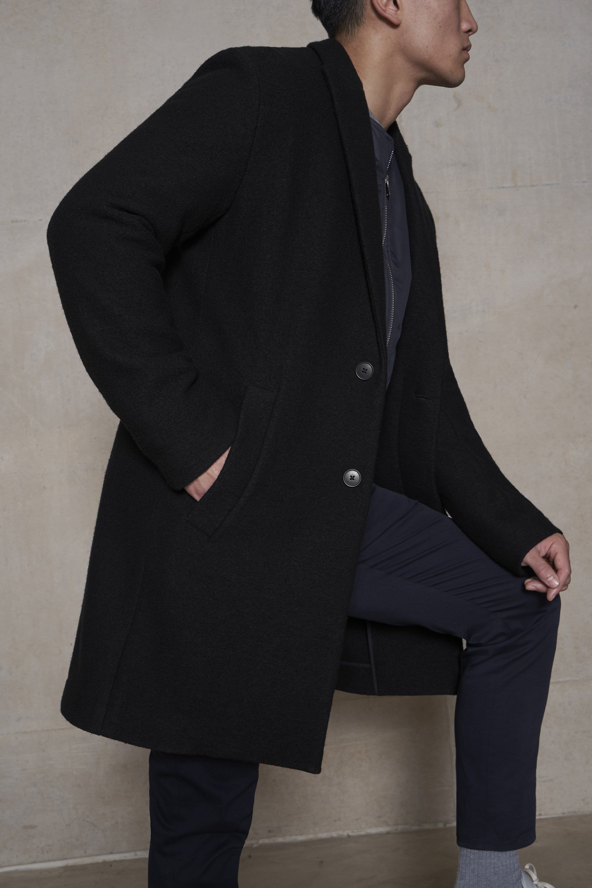 CONCEPT Wool Coat || Black | Boiled Wool Jersey