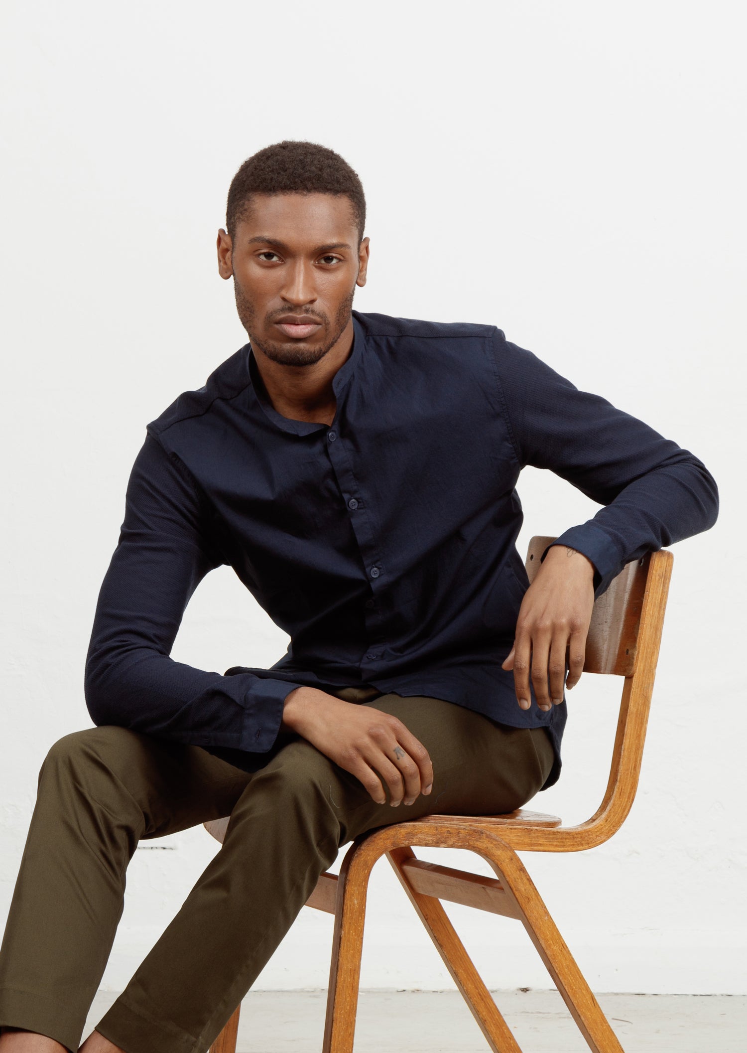 The Evening Shirt || Navy | Collarless